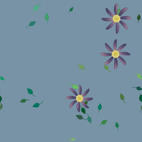 Flores Simples Con Hojas Verdes Composición Libre Ilustración Vectorial — Archivo Imágenes Vectoriales