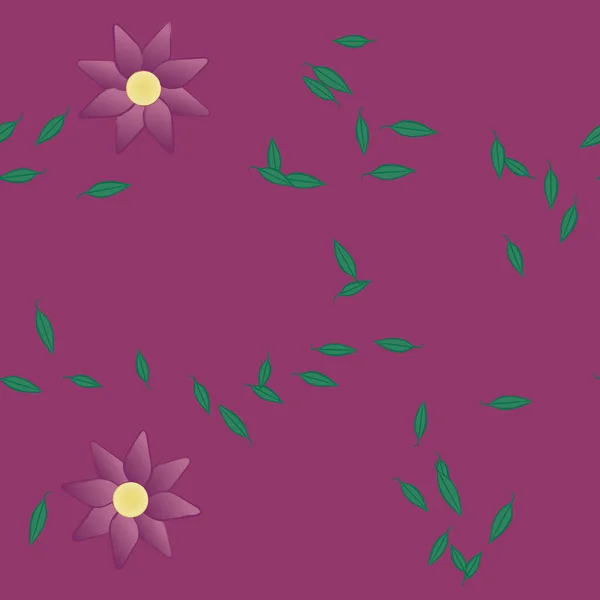 Fleurs Simples Avec Des Feuilles Vertes Composition Libre Illustration Vectorielle — Image vectorielle