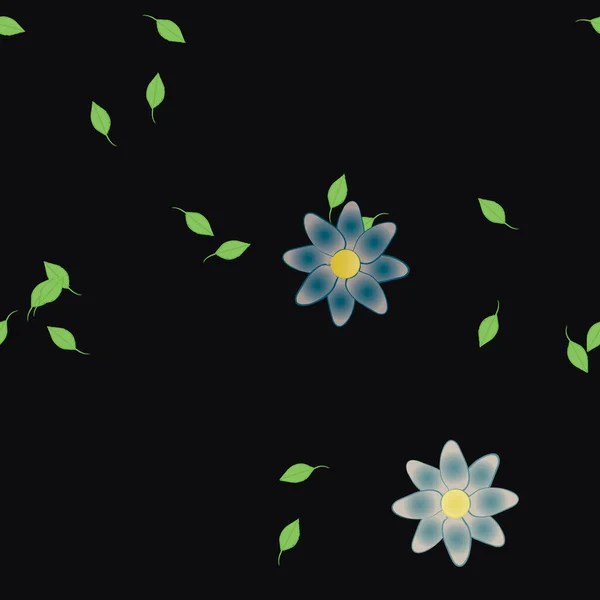 Composición Libre Con Flores Colores Simples Hojas Verdes Para Papel — Vector de stock