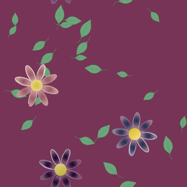 Composición Libre Con Flores Colores Simples Hojas Verdes Para Papel — Vector de stock