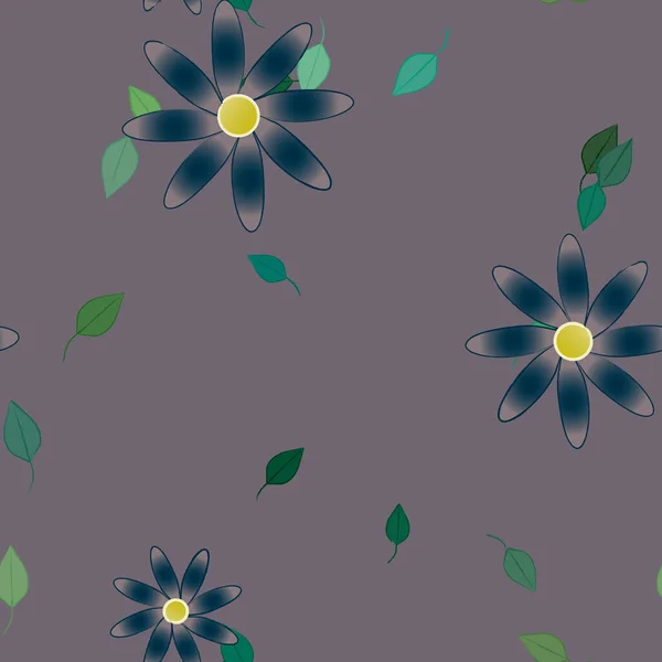 Composition Design Avec Fleurs Simples Feuilles Vertes Illustration Vectorielle — Image vectorielle