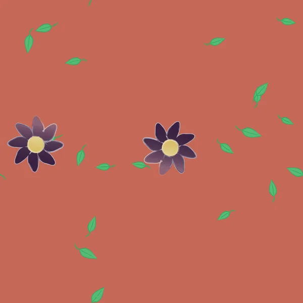 Composition Design Avec Fleurs Simples Feuilles Vertes Illustration Vectorielle — Image vectorielle