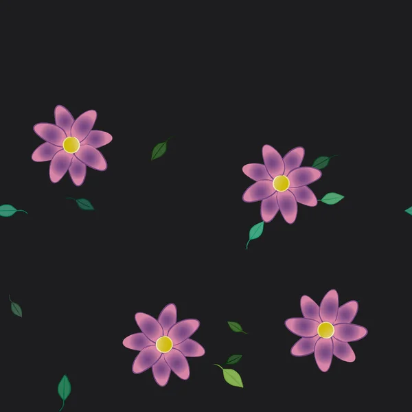 Composición Libre Con Flores Colores Simples Hojas Verdes Para Papel — Vector de stock