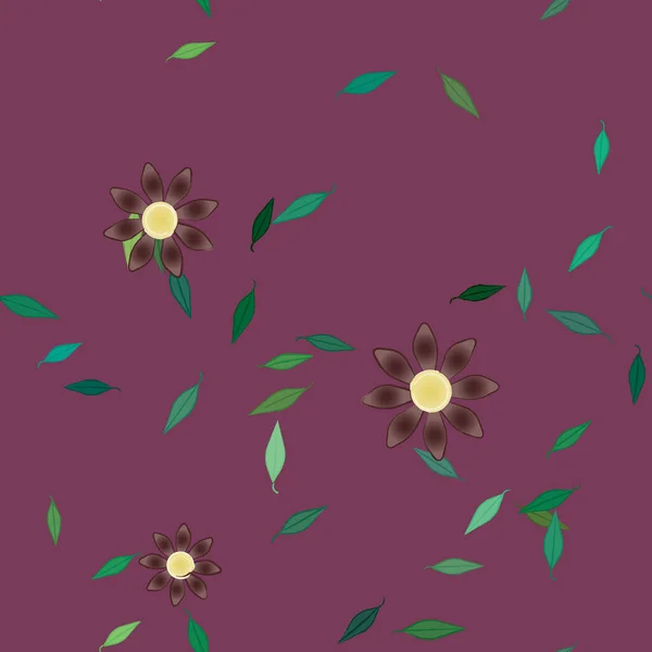 Composición Libre Con Flores Colores Simples Hojas Verdes Para Papel — Vector de stock