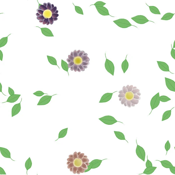 Composición Libre Con Flores Colores Simples Hojas Verdes Para Papel — Archivo Imágenes Vectoriales