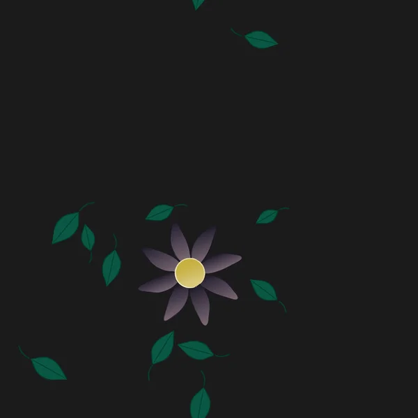 Flores Con Hojas Verdes Composición Libre Ilustración Vectorial — Vector de stock