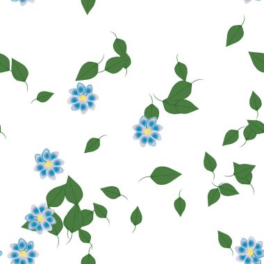 Basit renkli çiçekler ve yeşil yapraklı vektör şablonu