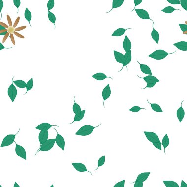 Basit renkli çiçekler ve yeşil yapraklı vektör şablonu