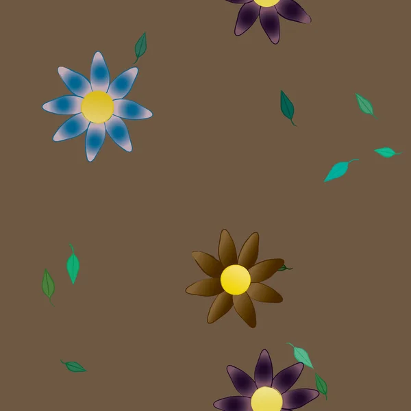 Composition Design Avec Fleurs Simples Feuilles Vertes Illustration Vectorielle — Image vectorielle