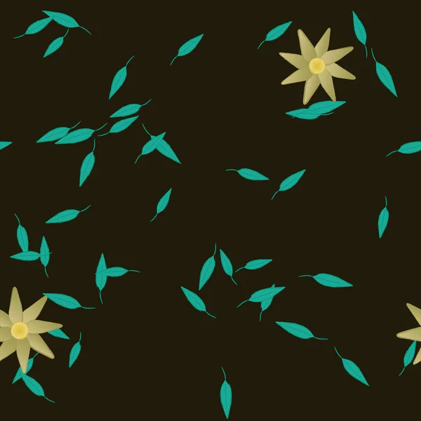 Composición Diseño Con Flores Simples Hojas Verdes Ilustración Vectorial — Vector de stock