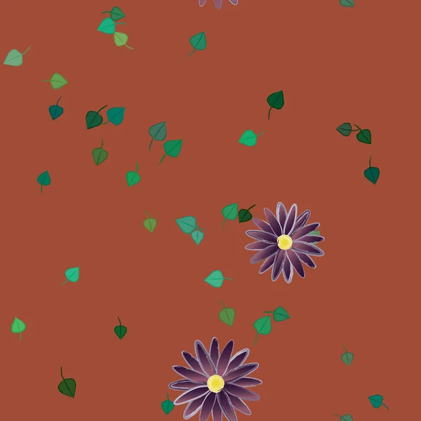 Composition Libre Avec Des Fleurs Colorées Simples Feuilles Vertes Pour — Image vectorielle