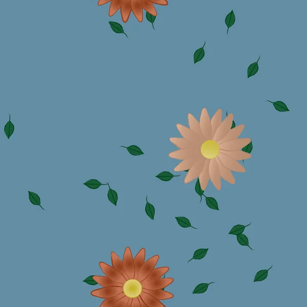 Fleurs Simples Avec Des Feuilles Vertes Composition Libre Illustration Vectorielle — Image vectorielle