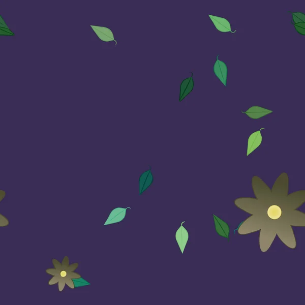 Flores Simples Con Hojas Verdes Composición Libre Ilustración Vectorial — Archivo Imágenes Vectoriales