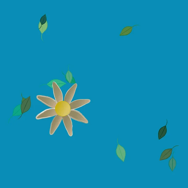 Bloemen Met Groene Bladeren Vrije Samenstelling Vector Illustratie — Stockvector