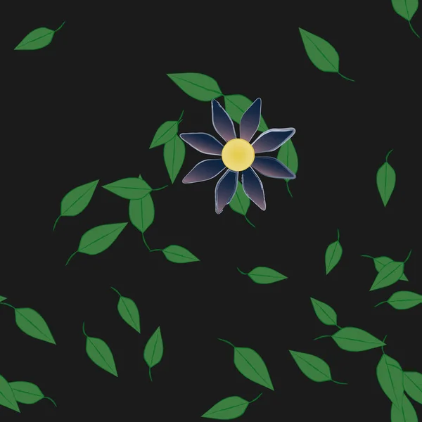 Flores Con Hojas Verdes Composición Libre Ilustración Vectorial — Vector de stock