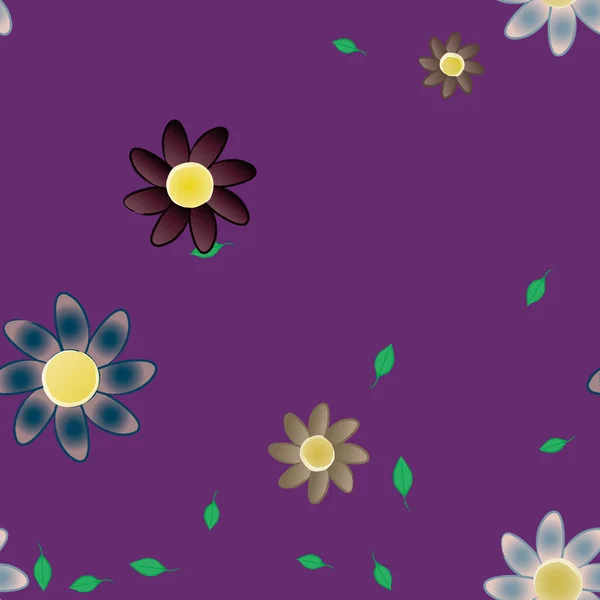 Composition Design Avec Fleurs Simples Feuilles Vertes Illustration Vectorielle — Image vectorielle