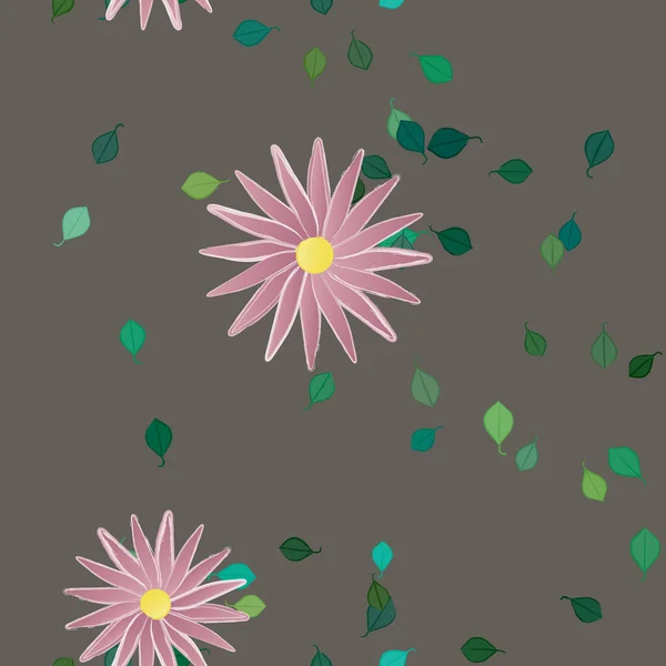 Fleurs Aux Feuilles Vertes Composition Libre Illustration Vectorielle — Image vectorielle