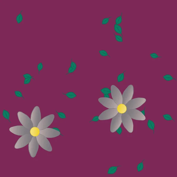 Composition Design Avec Fleurs Simples Feuilles Vertes Illustration Vectorielle — Image vectorielle