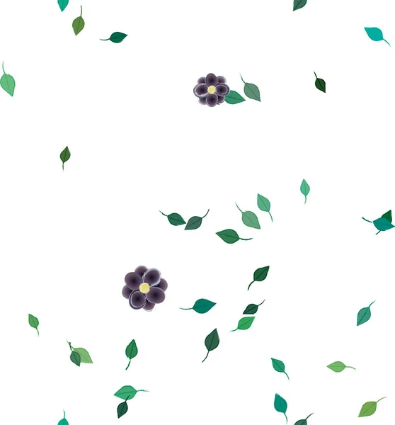 Plantilla Vector Con Flores Coloridas Simples Hojas Verdes — Vector de stock