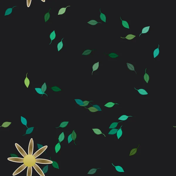 Vektorová Šablona Jednoduchými Barevnými Květy Zelenými Listy — Stockový vektor