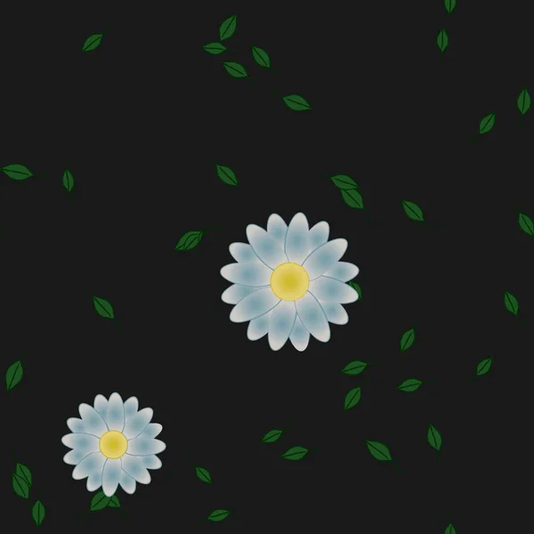 Fleurs Simples Avec Des Feuilles Vertes Composition Libre Illustration Vectorielle — Image vectorielle