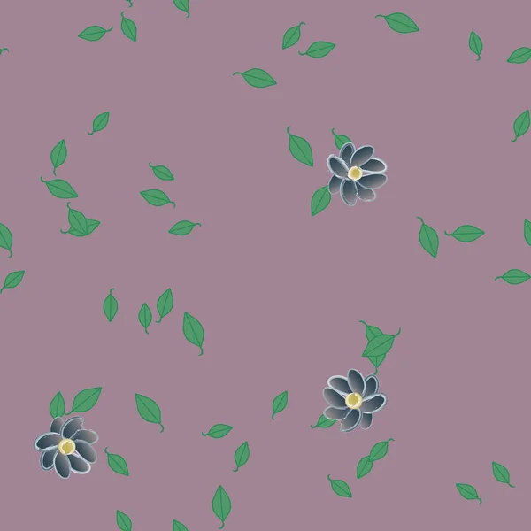 Composición Diseño Con Flores Simples Hojas Verdes Ilustración Vectorial — Archivo Imágenes Vectoriales