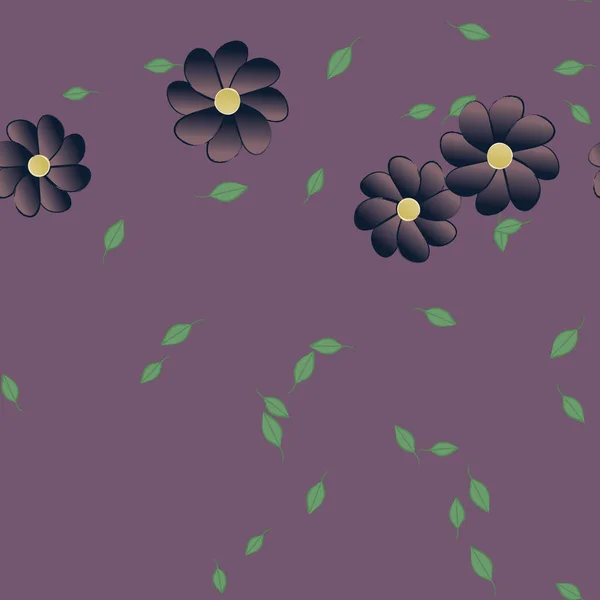 Belle Composition Avec Des Fleurs Colorées Simples Des Feuilles Vertes — Image vectorielle