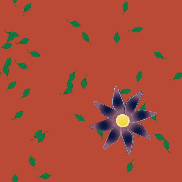 Flores Con Hojas Verdes Composición Libre Ilustración Vectorial — Vector de stock