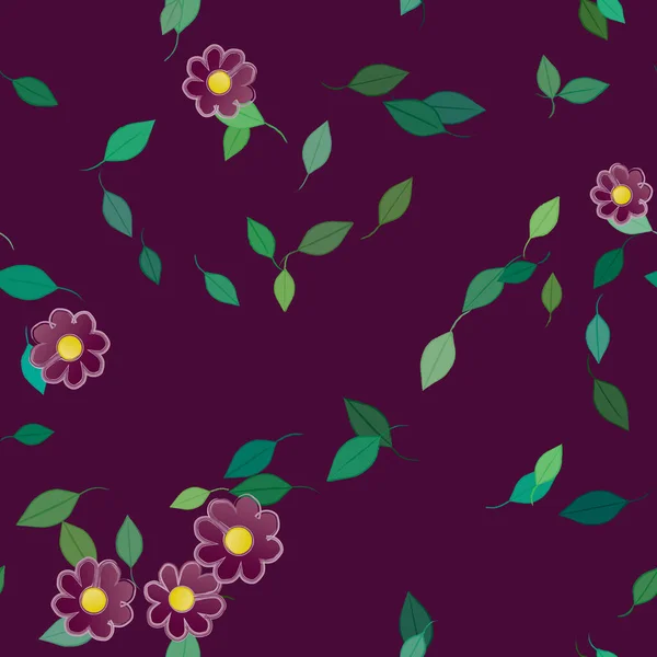 Composition Design Avec Fleurs Simples Feuilles Vertes Illustration Vectorielle — Image vectorielle