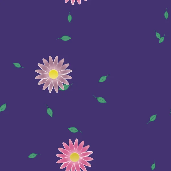 Fleurs Aux Feuilles Vertes Composition Libre Illustration Vectorielle — Image vectorielle