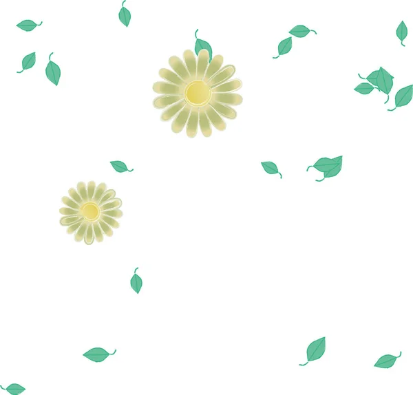 Composición Libre Con Flores Colores Simples Hojas Verdes Para Papel — Vector de stock