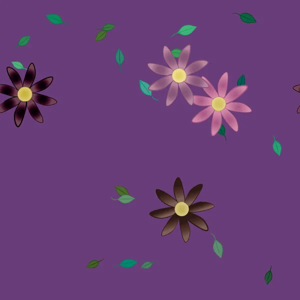 Fleurs Aux Feuilles Vertes Composition Libre Illustration Vectorielle — Image vectorielle