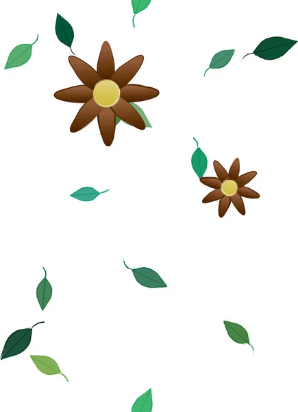 Composition Design Avec Fleurs Simples Feuilles Vertes Illustration Vectorielle — Image vectorielle