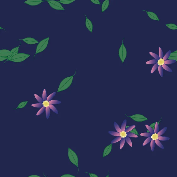 Composition Design Avec Fleurs Simples Feuilles Vertes Illustration Vectorielle — Image vectorielle