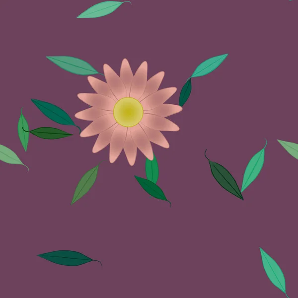 Composición Libre Con Flores Colores Simples Hojas Verdes Para Papel — Archivo Imágenes Vectoriales