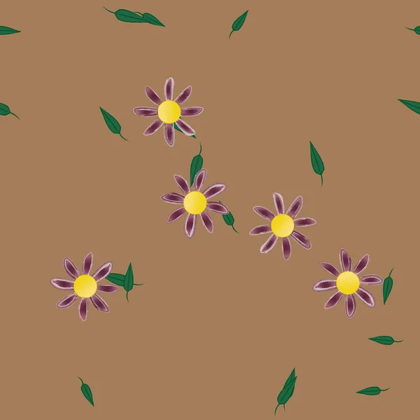 Flores Con Hojas Verdes Composición Libre Ilustración Vectorial — Archivo Imágenes Vectoriales