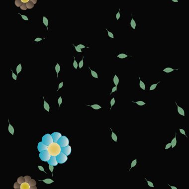 Basit renkli çiçekler ve yeşil yapraklı vektör şablonu