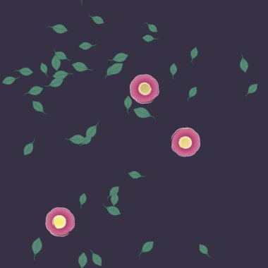 Serbest kompozisyonda yeşil yapraklı çiçekler, vektör illüstrasyonu