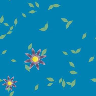 Serbest kompozisyonda yeşil yapraklı çiçekler, vektör illüstrasyonu