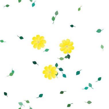 Serbest kompozisyonda yeşil yapraklı çiçekler, vektör illüstrasyonu