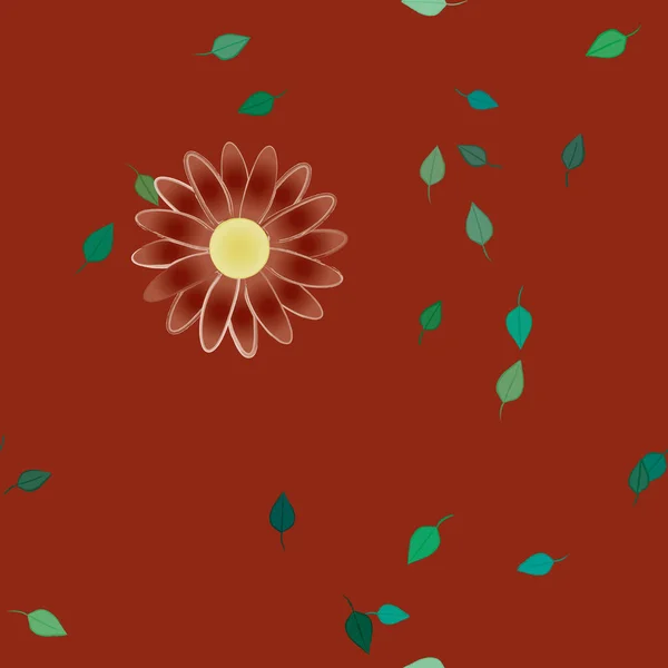 Flores Con Hojas Verdes Composición Libre Ilustración Vectorial — Vector de stock