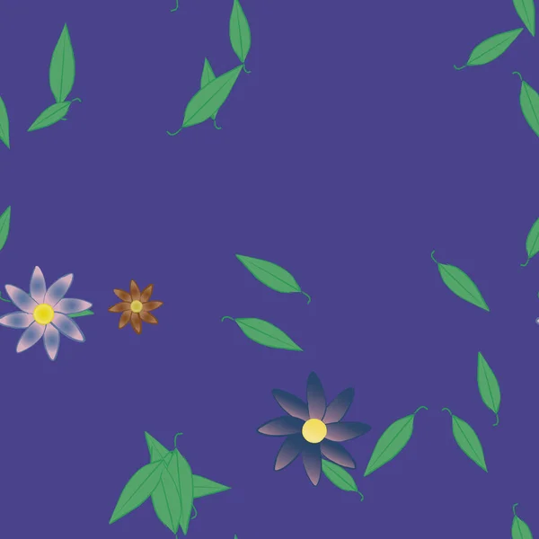 Composição Design Com Flores Simples Folhas Verdes Ilustração Vetorial — Vetor de Stock