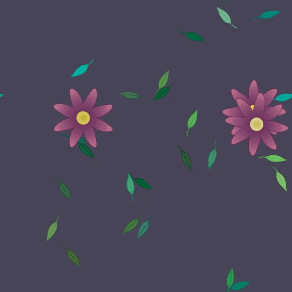 Composition Design Avec Fleurs Simples Feuilles Vertes Illustration Vectorielle — Image vectorielle