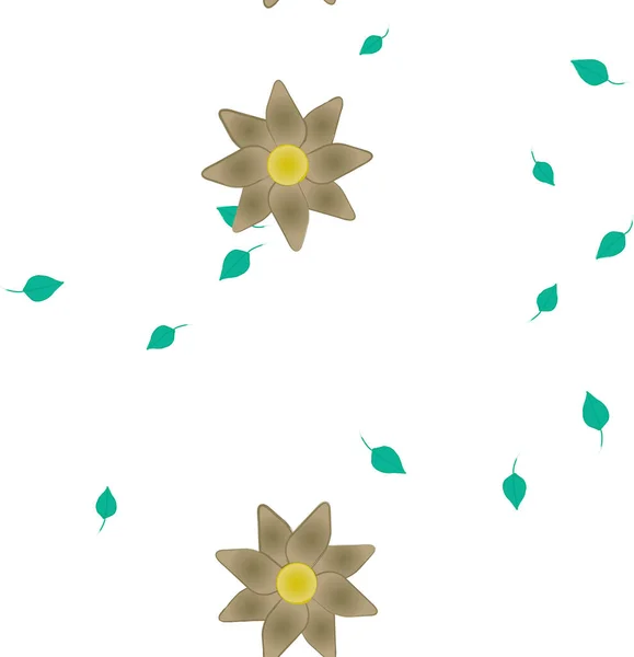 Composición Diseño Con Flores Simples Hojas Verdes Ilustración Vectorial — Vector de stock