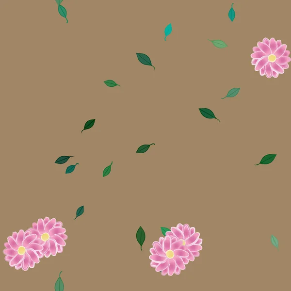 Blommor Med Gröna Blad Fri Sammansättning Vektor Illustration — Stock vektor