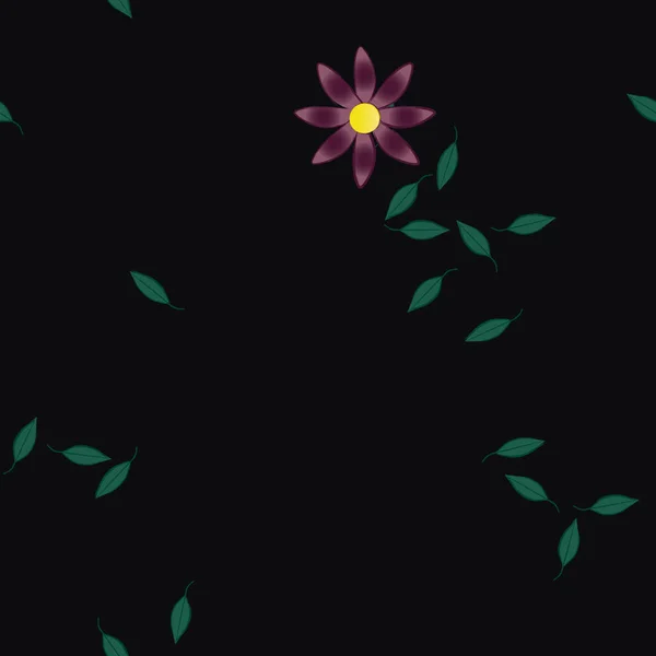 Basit Renkli Çiçekleri Olan Serbest Kompozisyon Duvar Kağıdı Için Yeşil — Stok Vektör