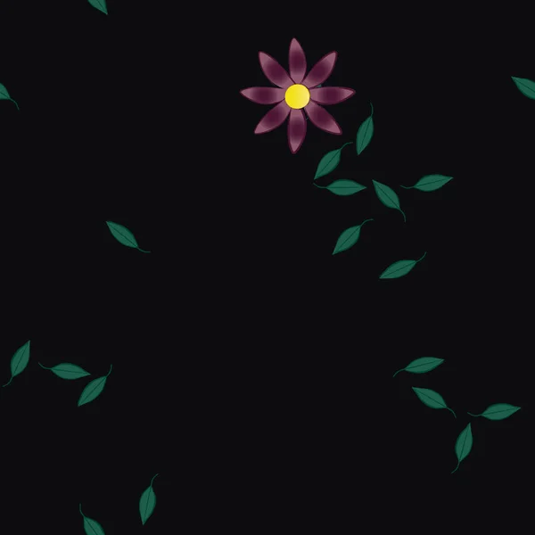 Composición Libre Con Flores Colores Simples Hojas Verdes Para Papel — Vector de stock