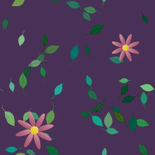 Fleurs Aux Feuilles Vertes Composition Libre Illustration Vectorielle — Image vectorielle