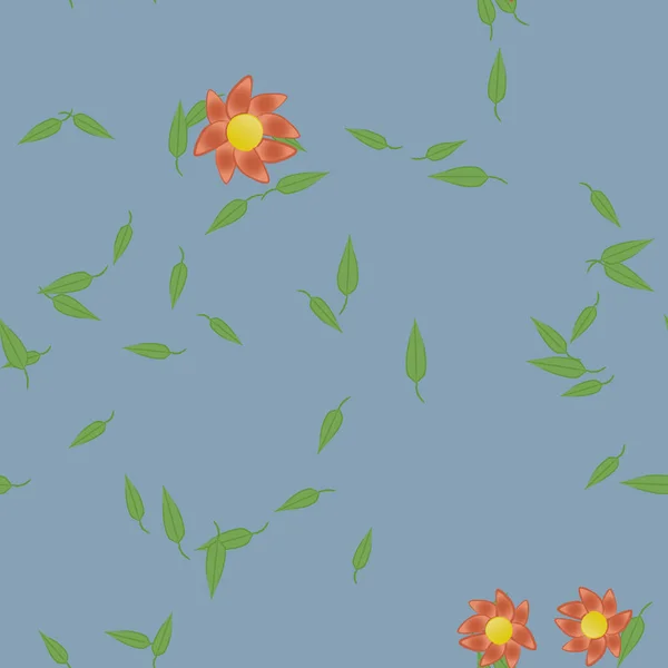 Design Sammansättning Med Enkla Blommor Och Gröna Blad Vektor Illustration — Stock vektor