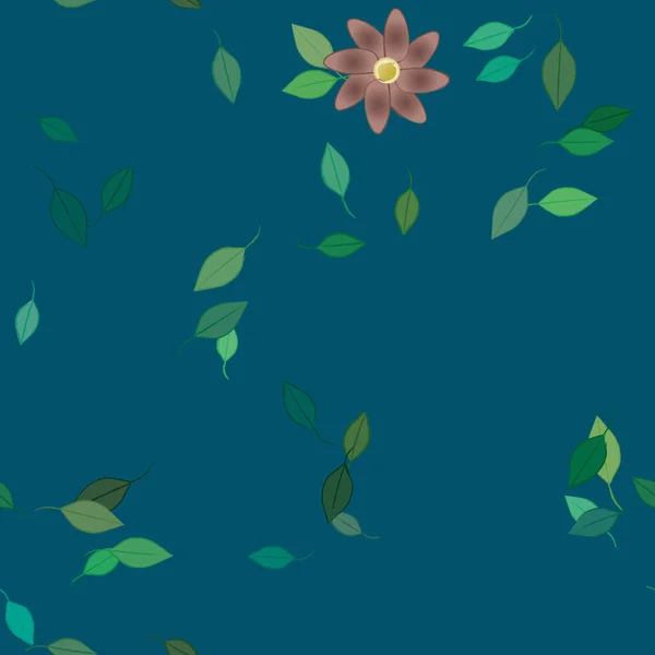 Composición Libre Con Flores Colores Simples Hojas Verdes Para Papel — Vector de stock